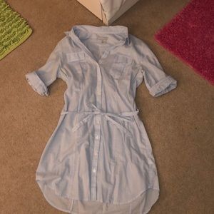 Light Blue and White Striped Dress